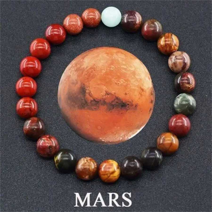 1Pc Exquisite Universe Planet Fashion Natural Stone Coloured Beaded Bracelets Men Women Daily Gift CasualX240921