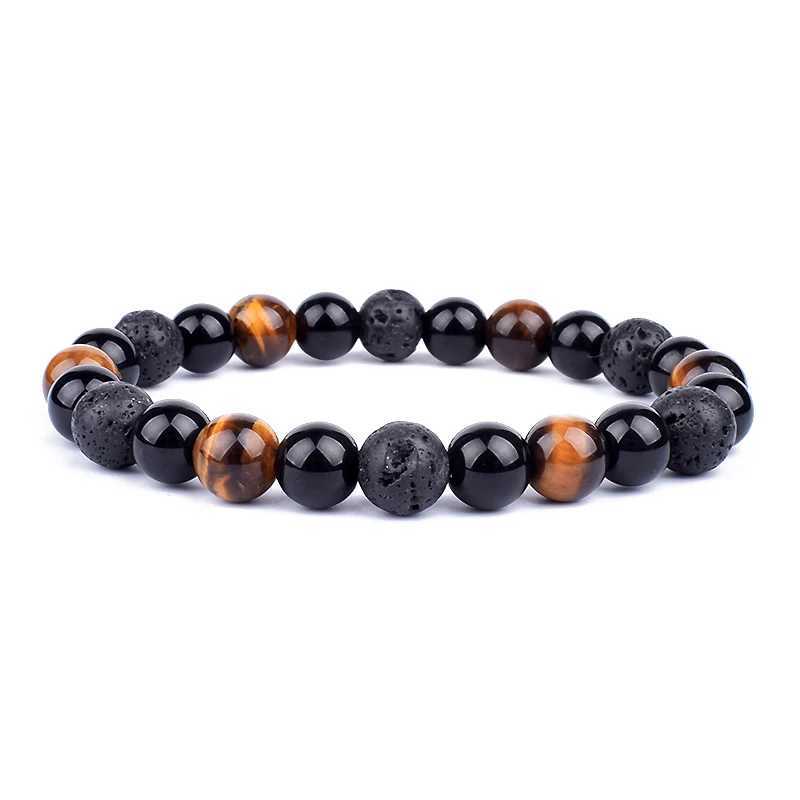 Natural Tiger Eye Beads Bracelet Hematite Stone Beaded Yoga Energy Bracelet for Women Men Charm Jewelry Gifts Pulsera de hombreX240921