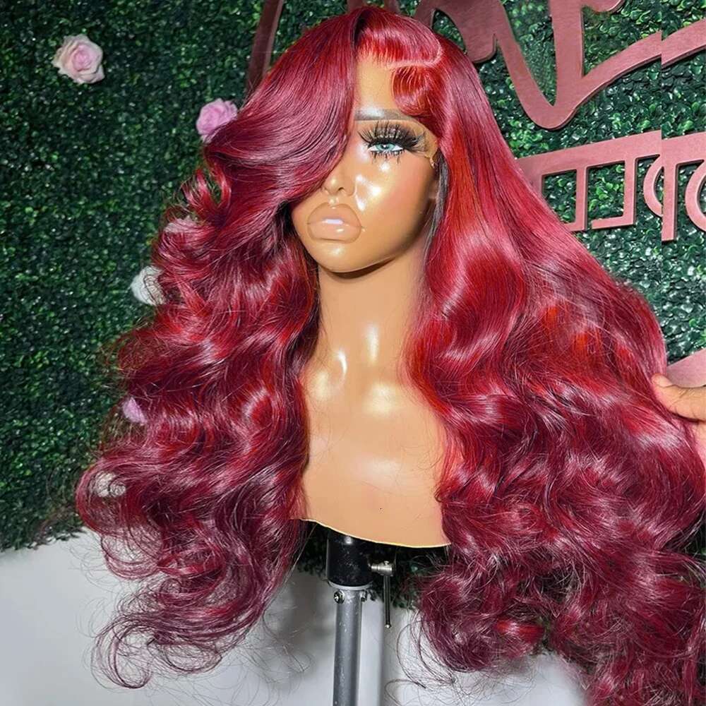 200 Density 13x4 HD Frontal Wig 99j Bury human haie wig Body Wave Lace Front Human Hair Brazilian For Women