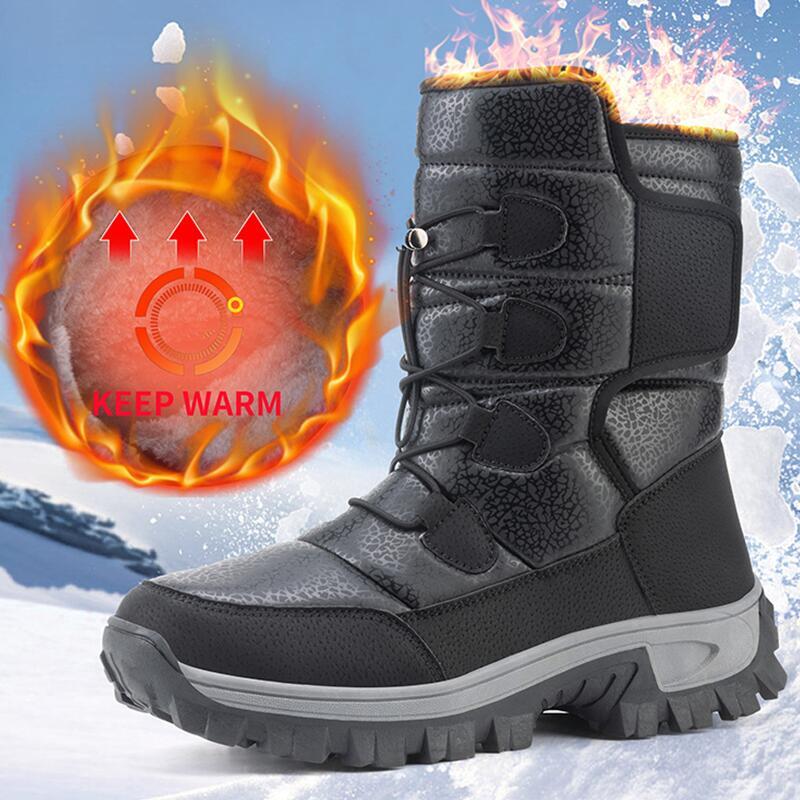Free shipping designer shoes new warm plush snow high top men's waterproof winter motorcycle outdoor anti slip men's hiking boots snow boots