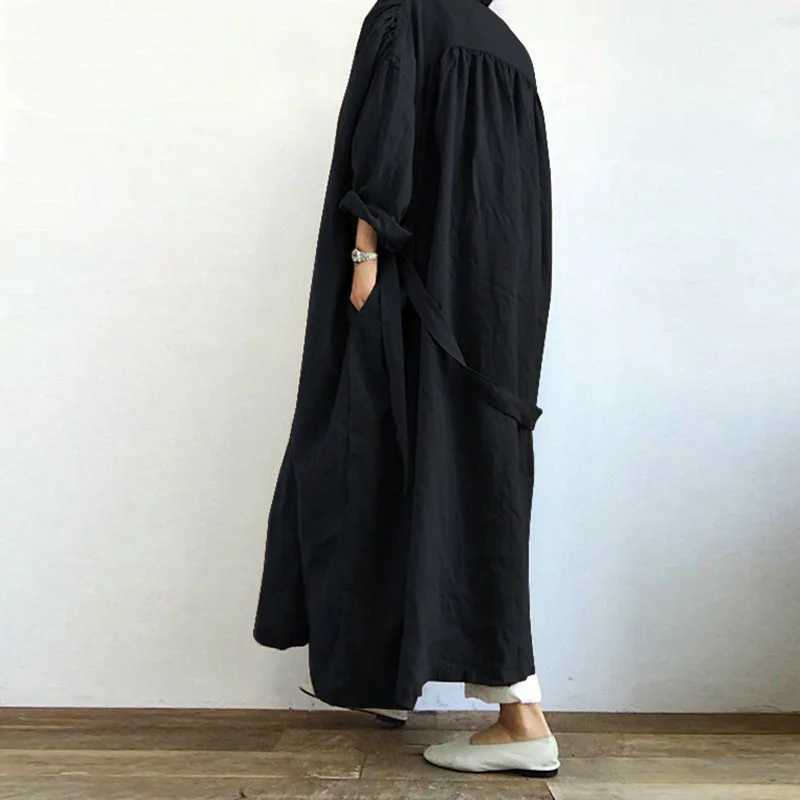 New Casual Womens Long Sleeved Shirt Dress Versatile Long Windbreaker Jacket Spring/summer 2024X240921