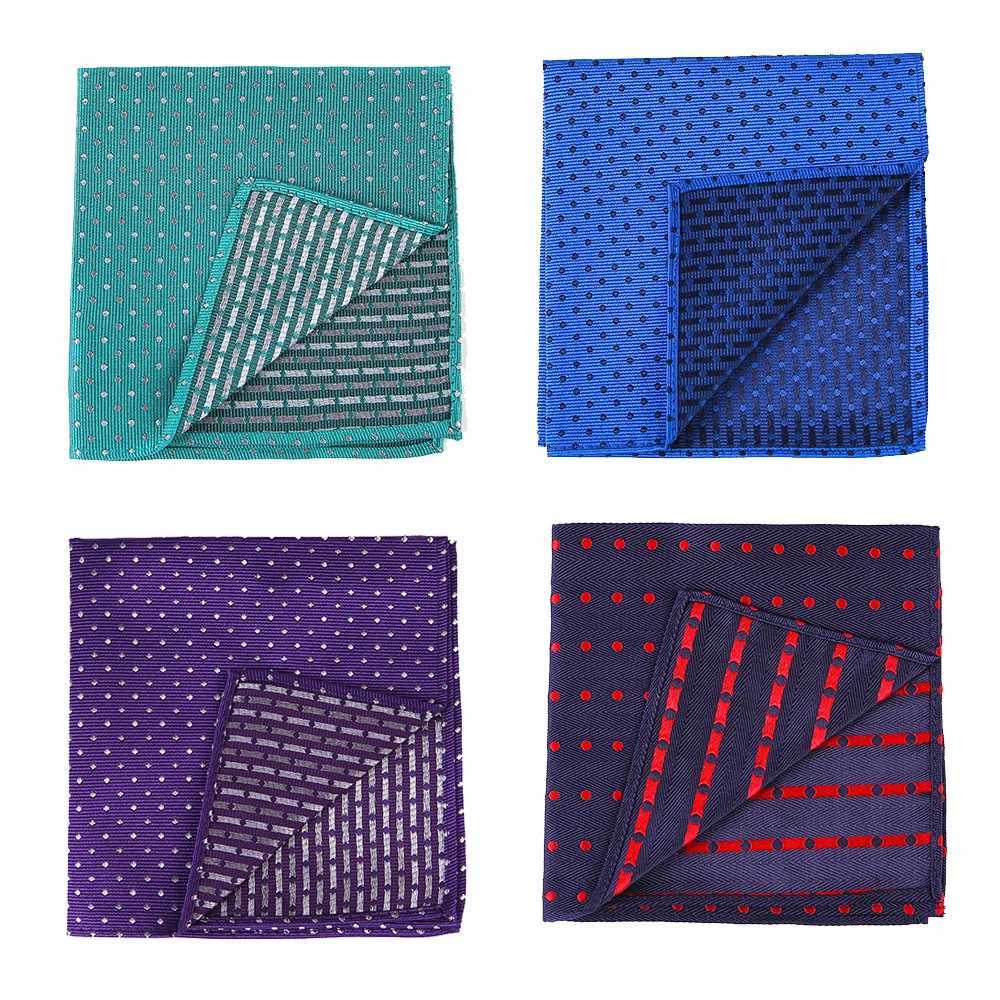 Customized Smith 100% Silk Dot Handle Pocket Square Business Set W240921