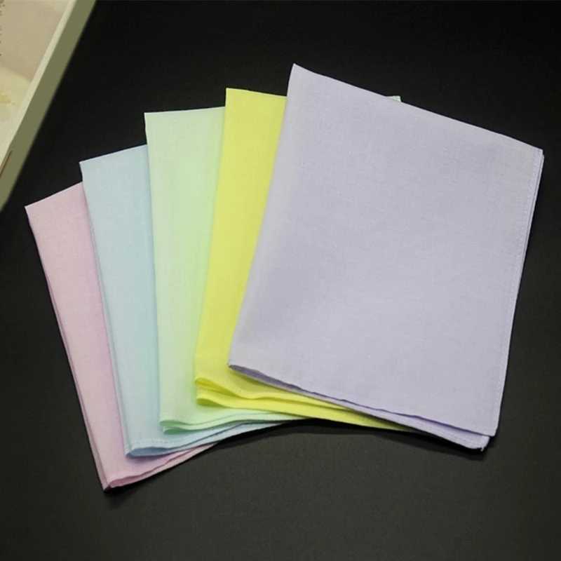Plain Color Hankie Women Embroidery Handkerchiefs Pocket Square Washable HankiesX240921