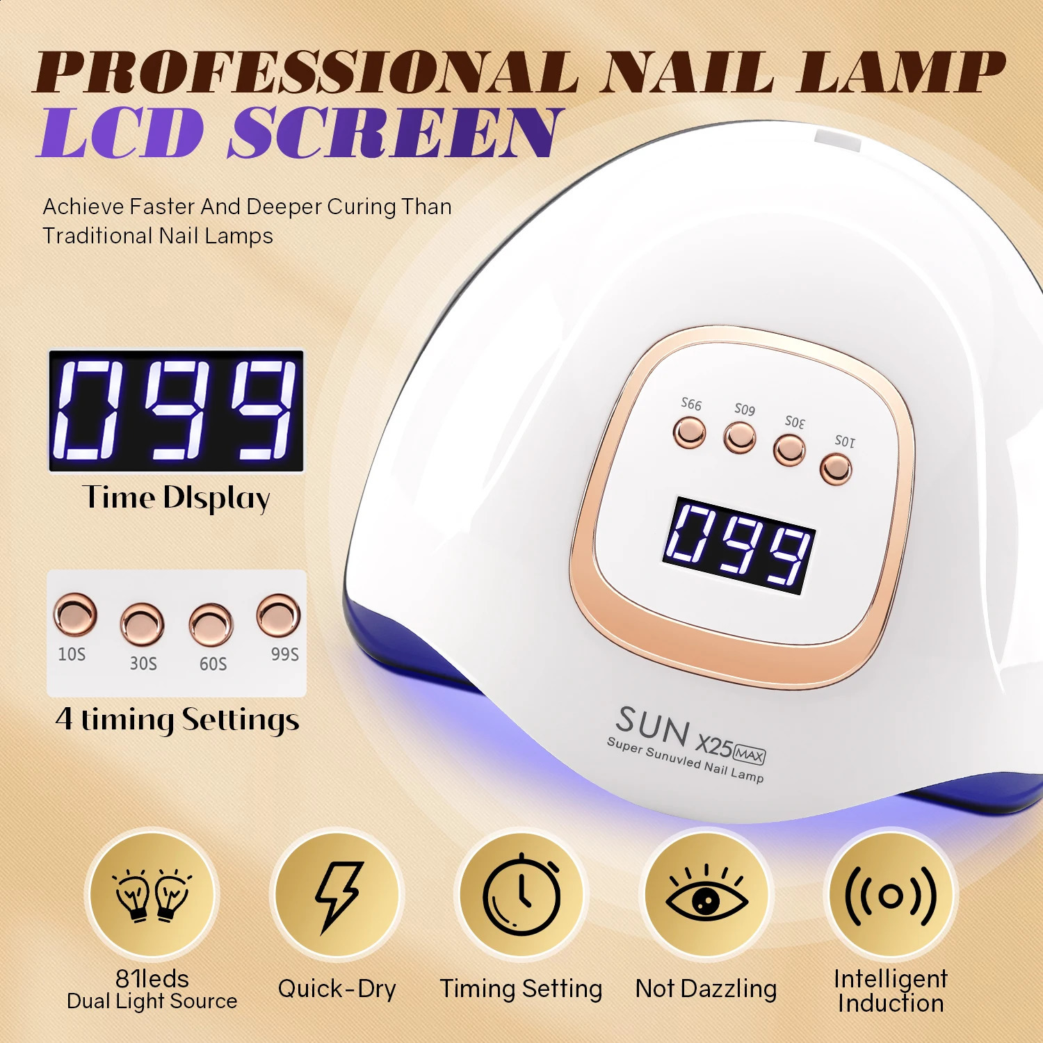 Sun-X25-max 380W 81LEDs UV LED Lamp for Nails Powerful Nail Dryer For Curing All Gel Nail Polish Drying UV Light for Manicure 240919