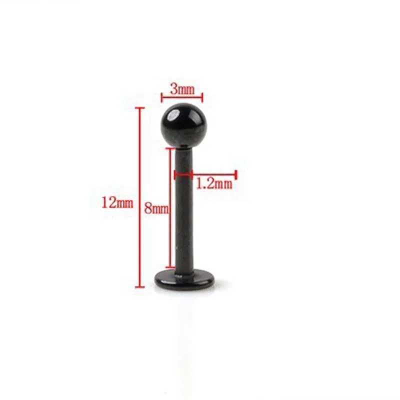 PINKSEE Lot 10pcs 16G Black Stainless Steel Labret Lip Ring Ball Stud Chin Piercing Bars Y240921