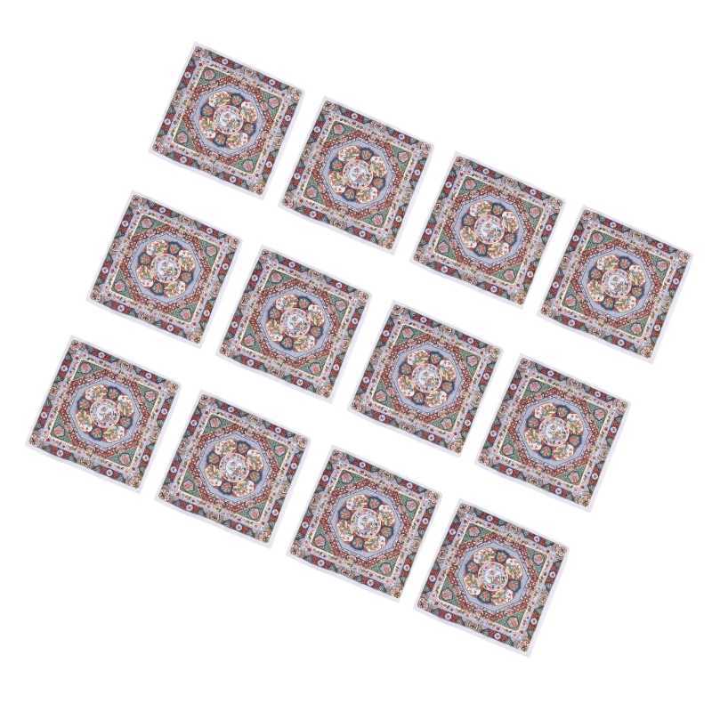 High Absorbent Handkerchiefs Set Square Towel Neck Scarf Flower Printing Hankies Sweat Wiping Towel Pocket Square 12PCSX240921