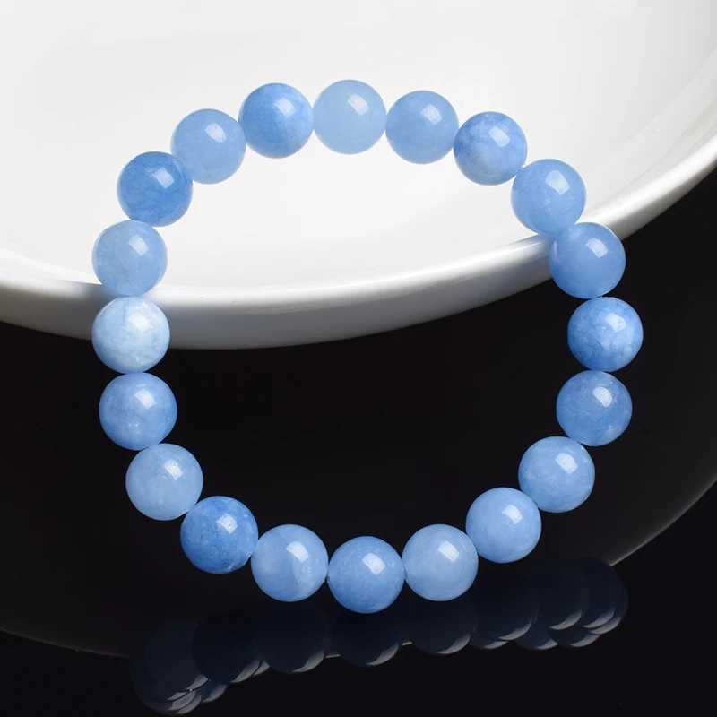 Natural Aquamarins Quartzs Beads Bracelet Women Men 6mm 8mm Sky Blue Stone Round Bead Bracelet Elastic Rope Energy Jewelry GiftX240921