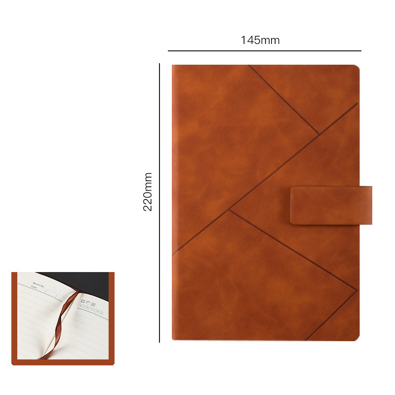 Stylish PU leather geometric notebook with magnetic buckle - preferred for business and daily notes