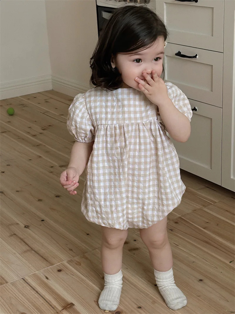 Summer Girl Thin Puff Sleeves Onesie born Girls Loose Cotton Casual Bodysuit Infant Romper Kids Clothes 240902