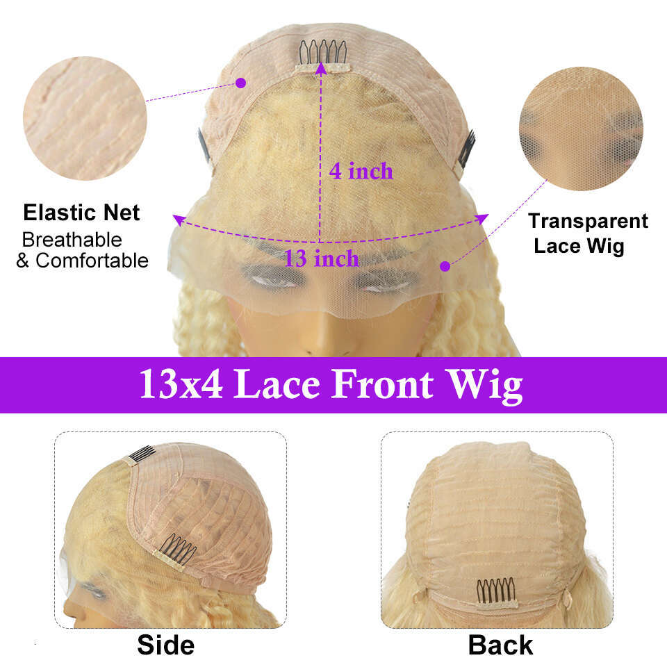 Ombre 13x4 Front Human Hair Wigs Dark Root #4/613 Honey Blonde Colored Short Bob Lace Frontal Wig Clearance Sale