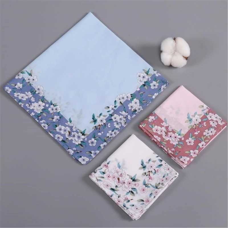 Cotton Handkerchief Gentle on Skin Strong Absorption Pocket Cotton Towel Elegant Flower Pinted Hankies For LadiesX240921