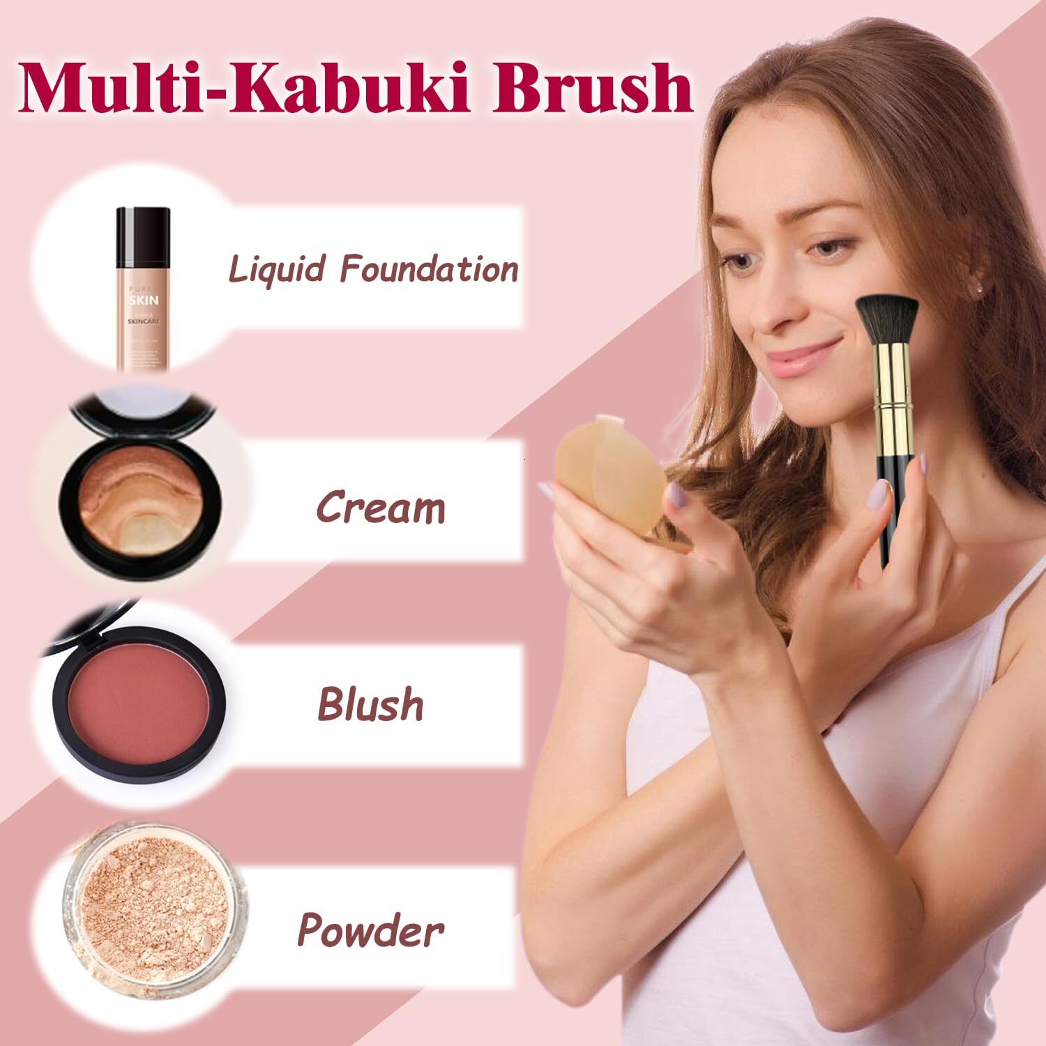 retractable spray gun kabuki brush suitable for all facial makeup and liquid foundation suitable for liquid face cream and foundation makeup aluminum 