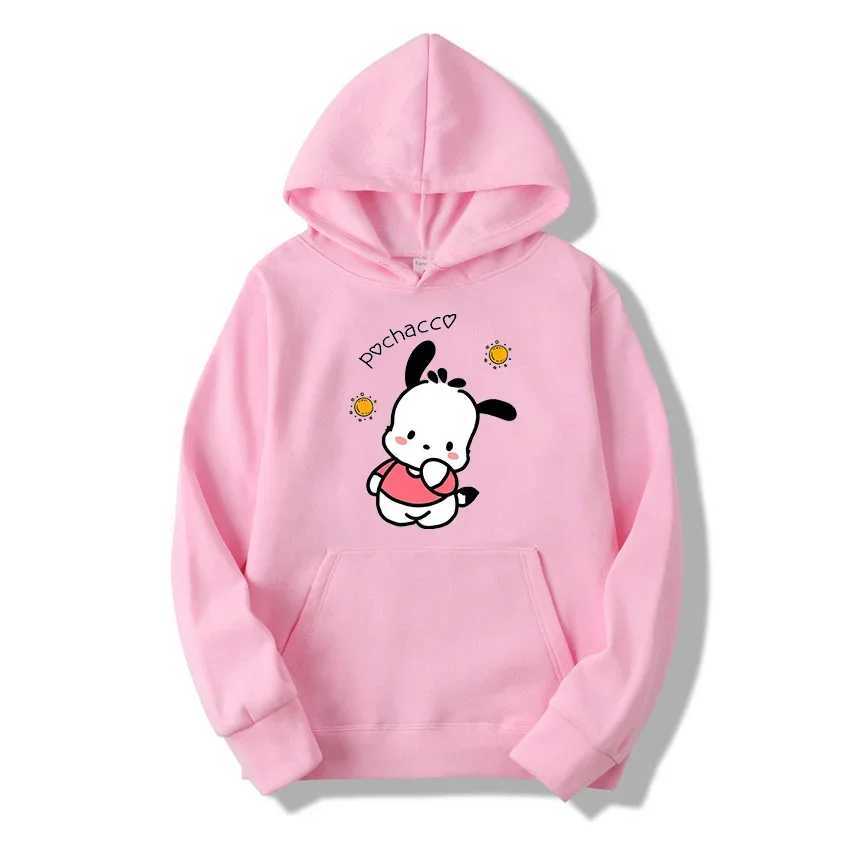 Cartoon printed mens sportswear with classic Pochacco patterns fashionable long sleeves autumn and winter casual clothing mens hooded sweatshirt W2409