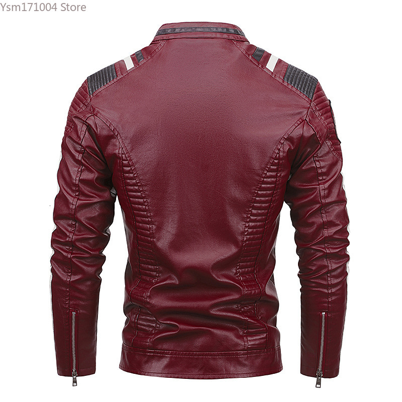 Winter Men's Leather Warm Plush Standing Neck Skinny Motorcycle Jacket Camperas Hombre Invierno Men Clothing Jackets