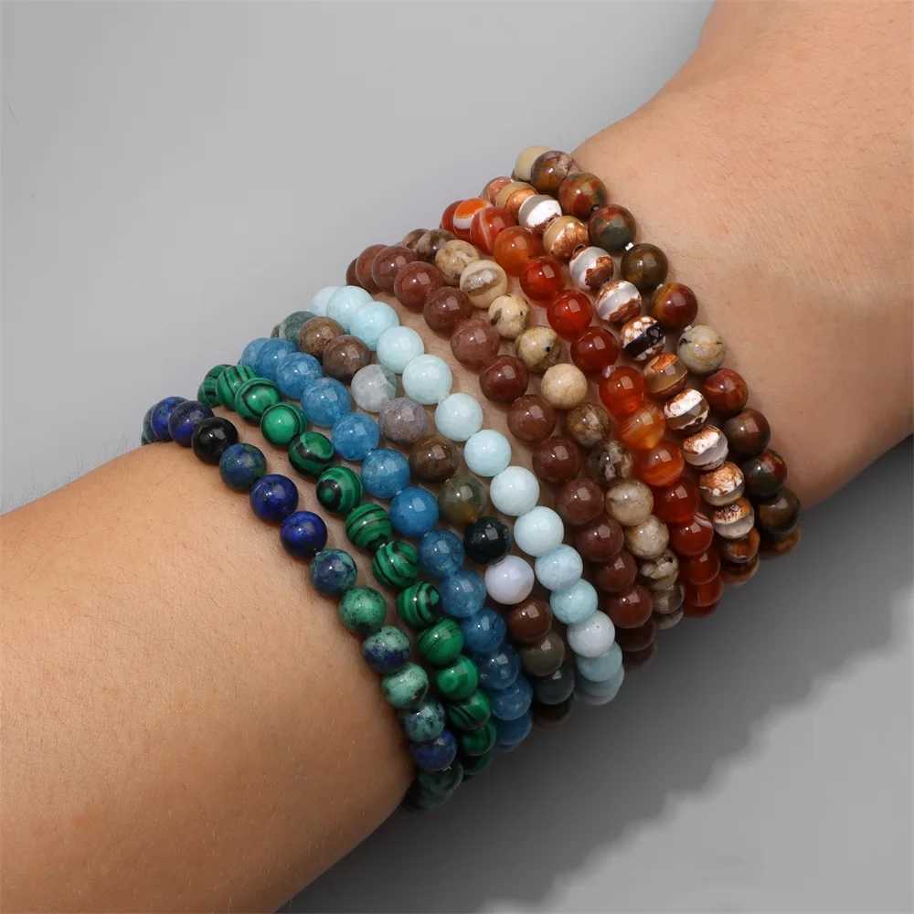 6MM Natural Stone Beads Bracelet Multicolor Agates Turquoises Quartz Crystal Bracelets for Women Men Yoga Meditation JewelryX240921