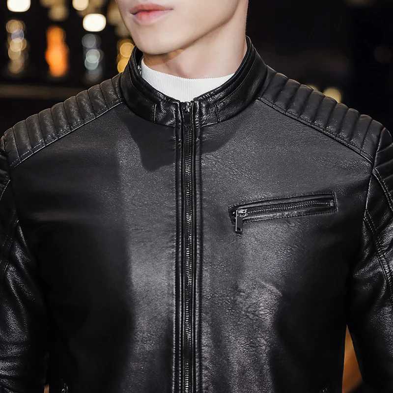 SUPUSCREAT Mens New Artificial Leather Jacket Casual Slim Fit Spring/Summer Motorcycle Pu Clothing Mens Jacket W240918