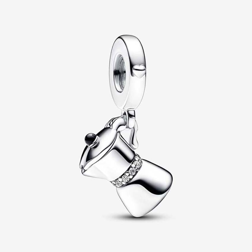 Moka Pot Dangle Charm 925 Sterling Silver Logo Charms Set Bracelet Bangle DIY Making Components Necklace Pendant Charm with Luxurious Box Factory Wholesale
