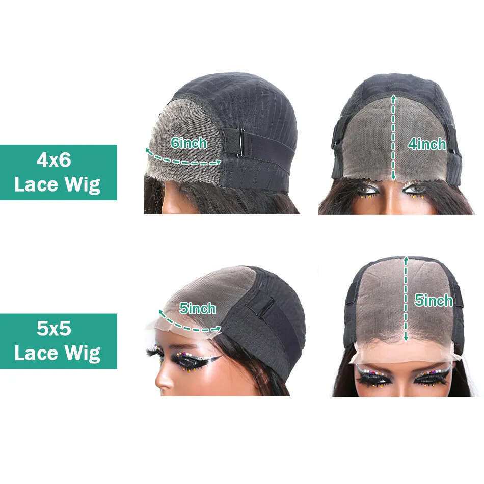 Ready to Wear Transparent Frontal Glueless Body Wave 4x6 5x5 Lace Closure Human Hair Wigs Pre Plucked for Women Sale