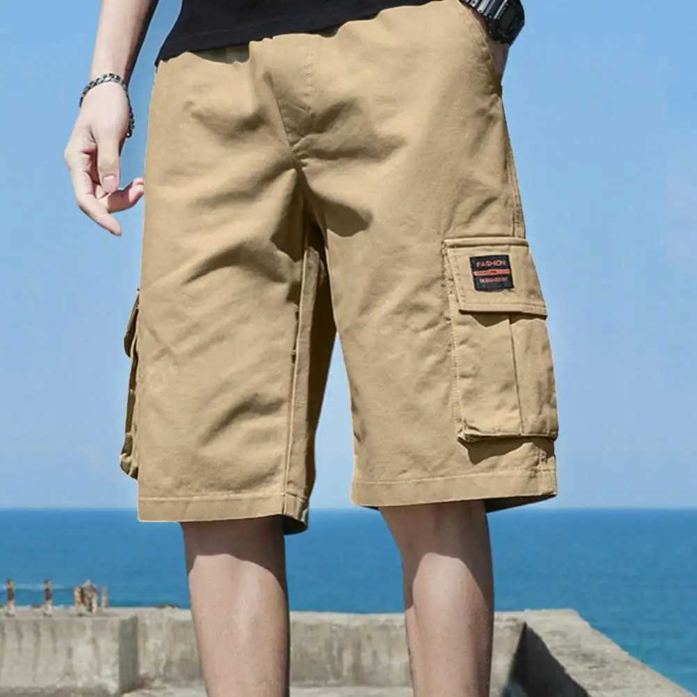Men Cargo Shorts Mens Loose Fit Cargo Shorts with Multiple Pockets Elastic Waistband Breathable Fabric Casual for SummerX240921