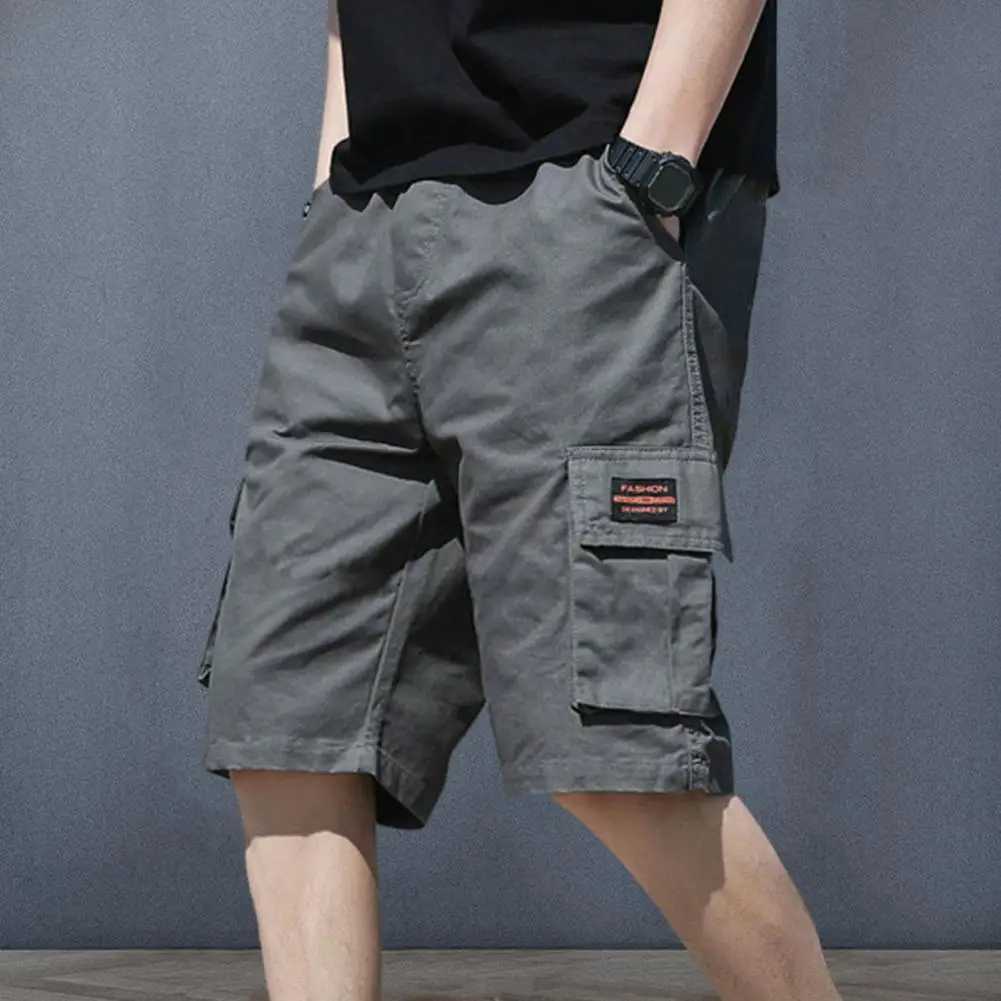 Men Cargo Shorts Mens Loose Fit Cargo Shorts with Multiple Pockets Elastic Waistband Breathable Fabric Casual for SummerX240921
