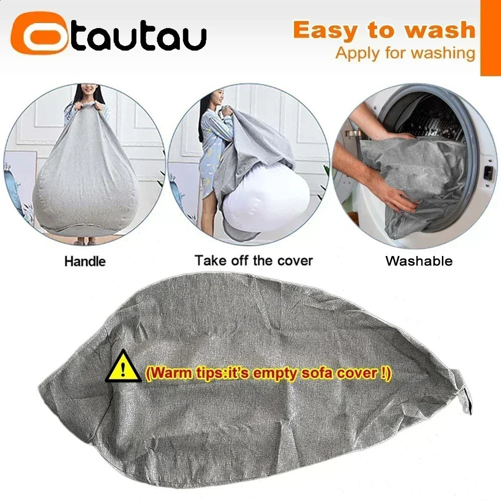 Otto Tao cotton linen bean bag cover unfilled corner lazy bean chair Pouf salon footstool puff lounge Sac DD002 240918 - view 4