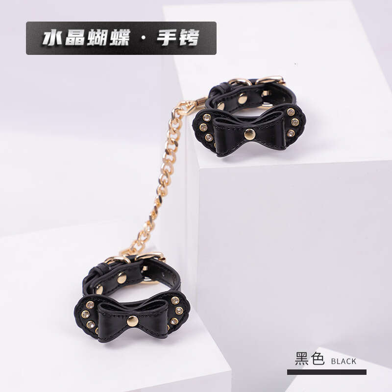High end SM props, torture equipment, PU bound handcuffs, retro diamond studded bow, erotic handcuffs, alternative adult products