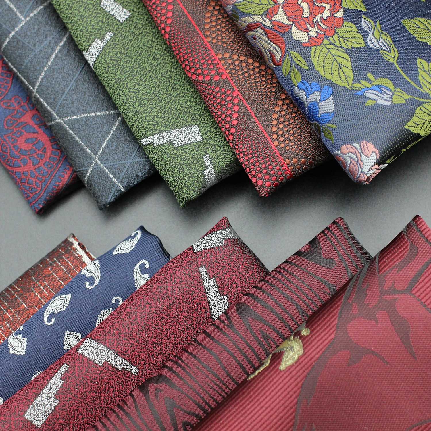 Jacquard Pocket Square Luxury Brand Newest Style Silk Hanky Man Floral Gray Fit Business Lovers Day Gentlemen HandkerchiefsX240921