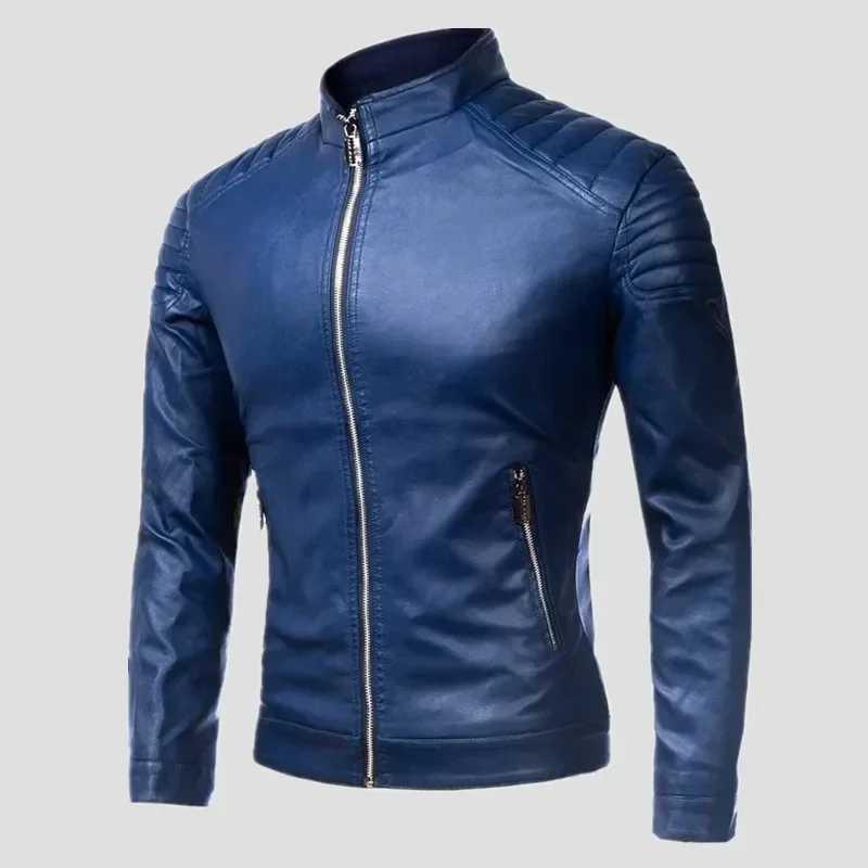 Mens Autumn New PU Leather Jacket Mens Leather Jacket Retro Spring Clothing Design Motorcycle Leather Jacket W240918