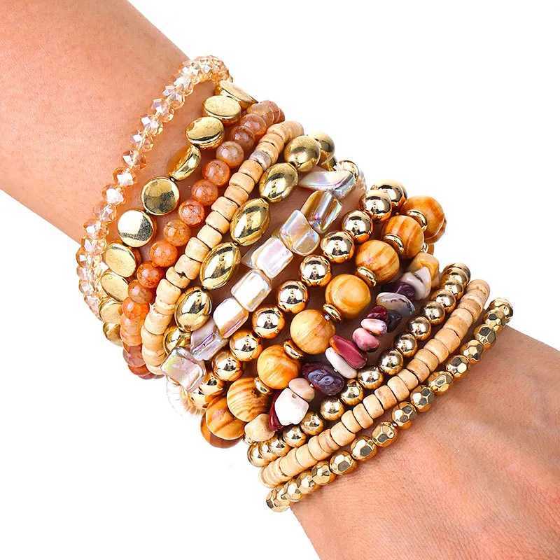 12pcs Fashion Boho Sandy Beach Style Beaded Bracelet Handmade Beach Party Elastic AnkletsX240921