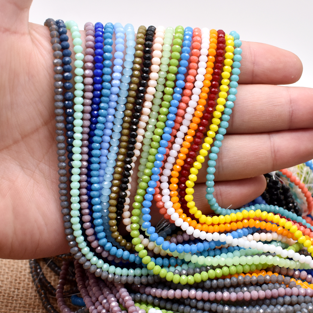 17 Colors 100g/lot 3 4 6 8mm Rondell Austria Faceted Crystal Beads Round Glass Beads Loose Spacer Beads for Jewelry Making DIY