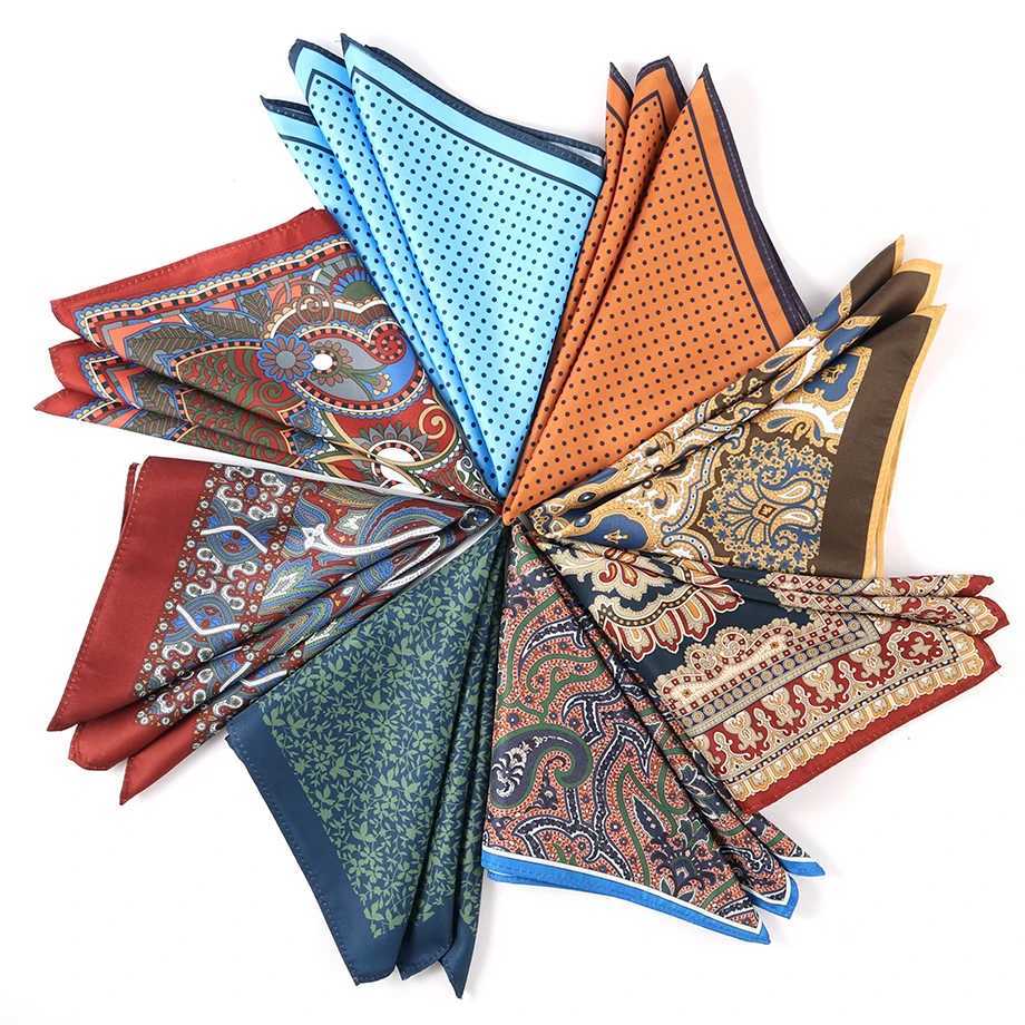 New Men Pocket Square Handkerchief Accessories Paisley Dot Vintage Business Suit Hanky Breast Scarf 30*30cm GiftX240921
