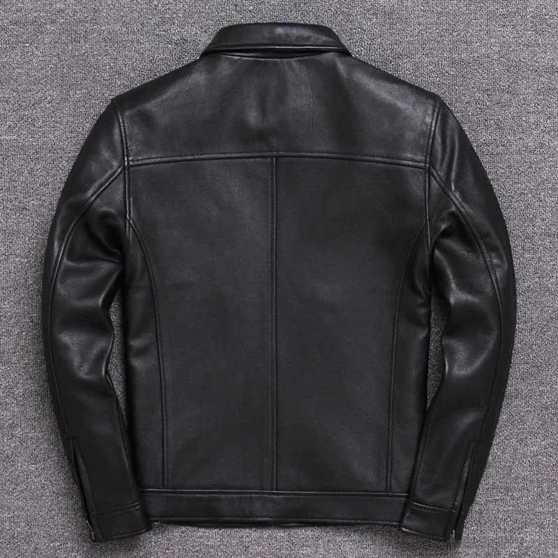 100% natural leather jacket mens winter and spring street clothing sheepskin coat mens motorcycle leather jacket W240918