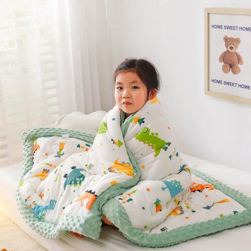 Double sided warm velvet childrens blanket plain weave thick childrens stroller bedding super soft childrens accessories 240920