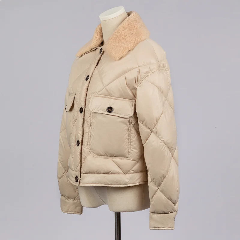 CA42 highquality single chest fur collar 90% duck down coat womens winter 240918