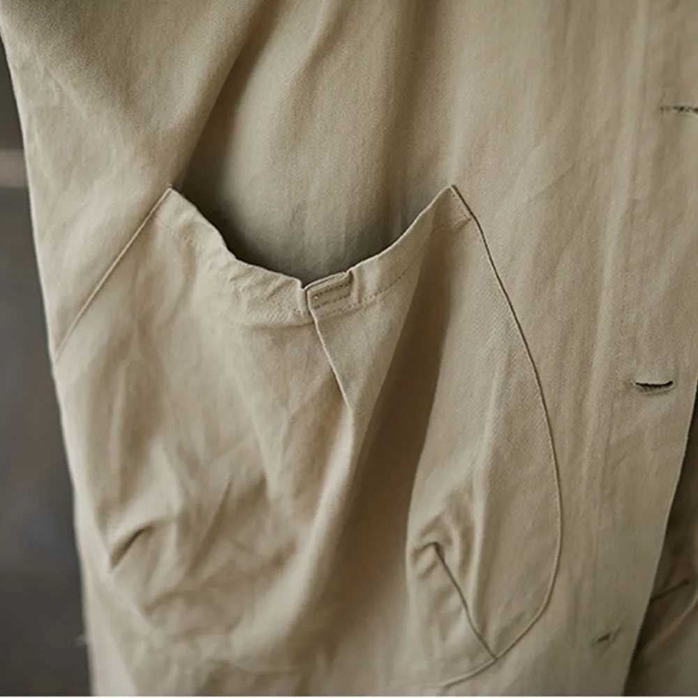 Womens Oversized Cotton Windbreaker Hooded Long Trench Coat Streetwear Coat For WomenX240921