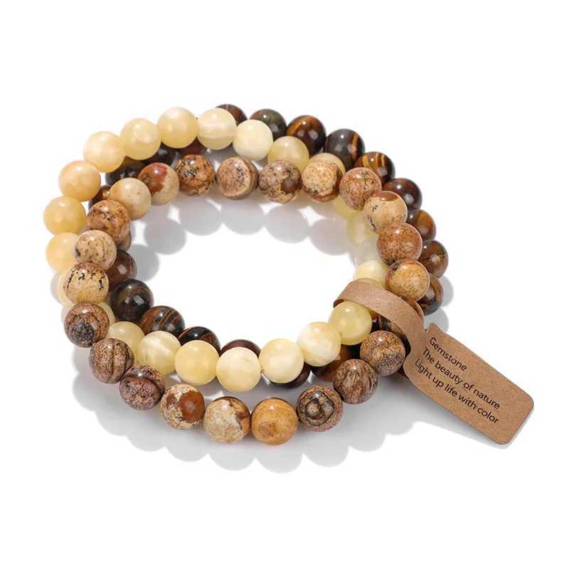 Natural Stone Crystal Beads Semi Precious Womens Bracelet Amethyst Multi Layered Combination BraceletX240921