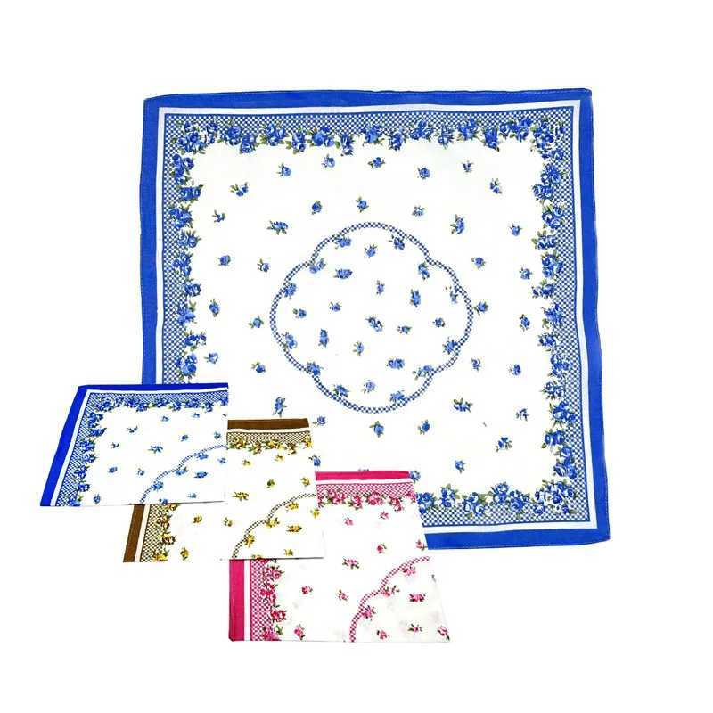 3Pcs 43x43cm 100% Cotton Womens Handle Color Printed Portable Hanks Square Scarf Wedding Party Gift W240921