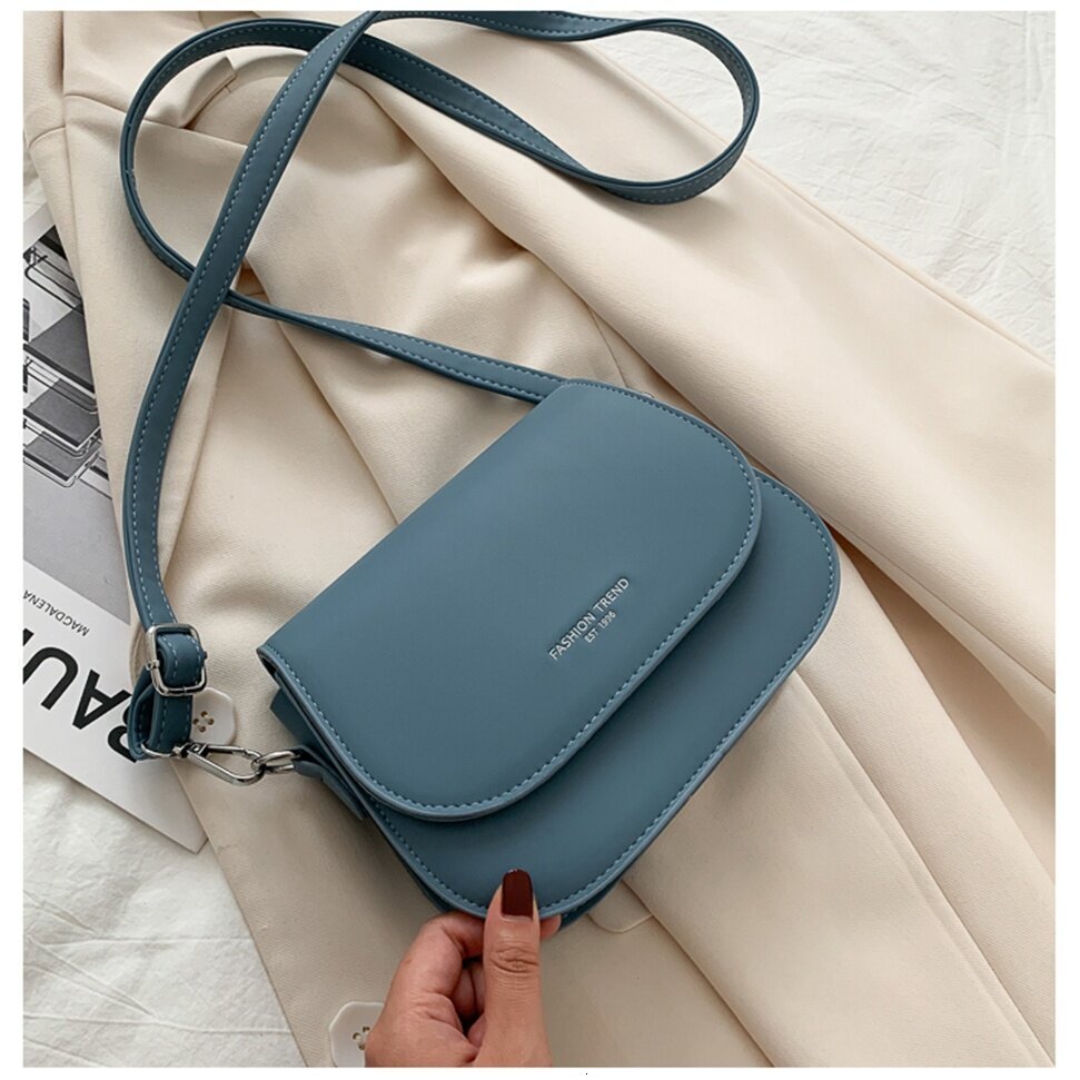 Ready Stock From Malaysia Women PU Leather Saddle Shoulder Vintage Solid Color Flap Crossbody Bag