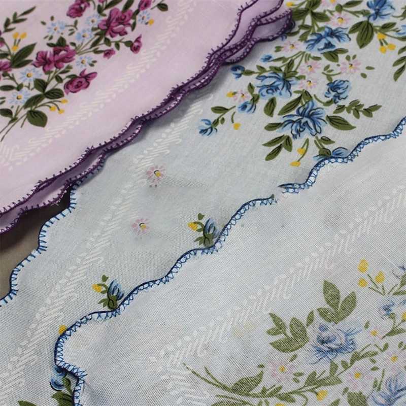 3x Retro Assorted Printed Cotton Handle Womens Hanky Pocket Square Hanky Womens Bridal Maid H9ED W240921