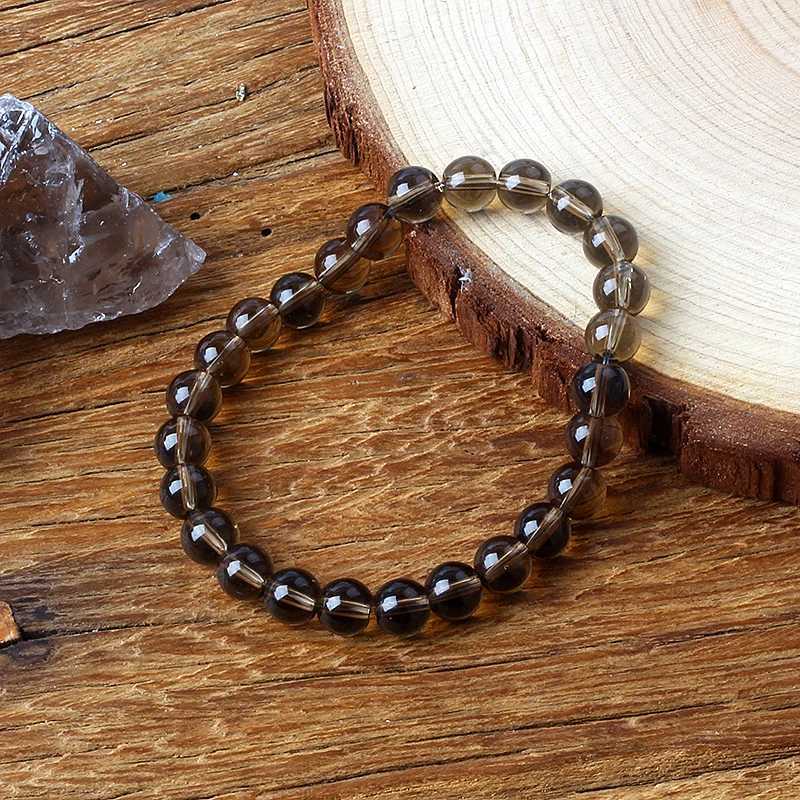 Natural Stone Smoky Quartz Beads Bracelets Men Women Tea Brown Crystal Healing Energy Bangle Yoga Meditataion Jewelry WholeslaeX240921