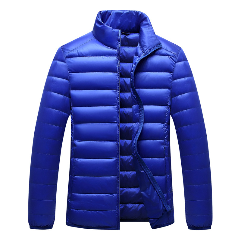 Men White Duck All-Season Ultra Lightweight Packable Coat Stand Collar Solid Slim Hooded Waterproof Down Jacket 2023