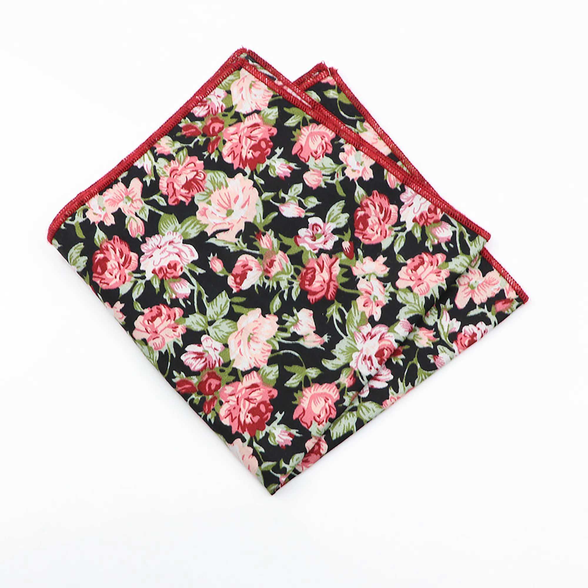 Light Color Floral Handkerchief 100% Cotton Print Flower Pattern Hanky For Men Women Casual Wedding Party Pocket Square GiftX240921