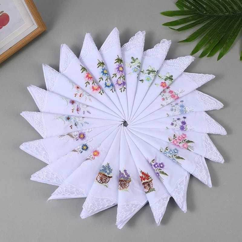 Pocket Hankie Gift for Adult Portable Square Handkerchief Multiuse Embroidery Floral Sweat Wipe Towel Women AccessoriesX240921