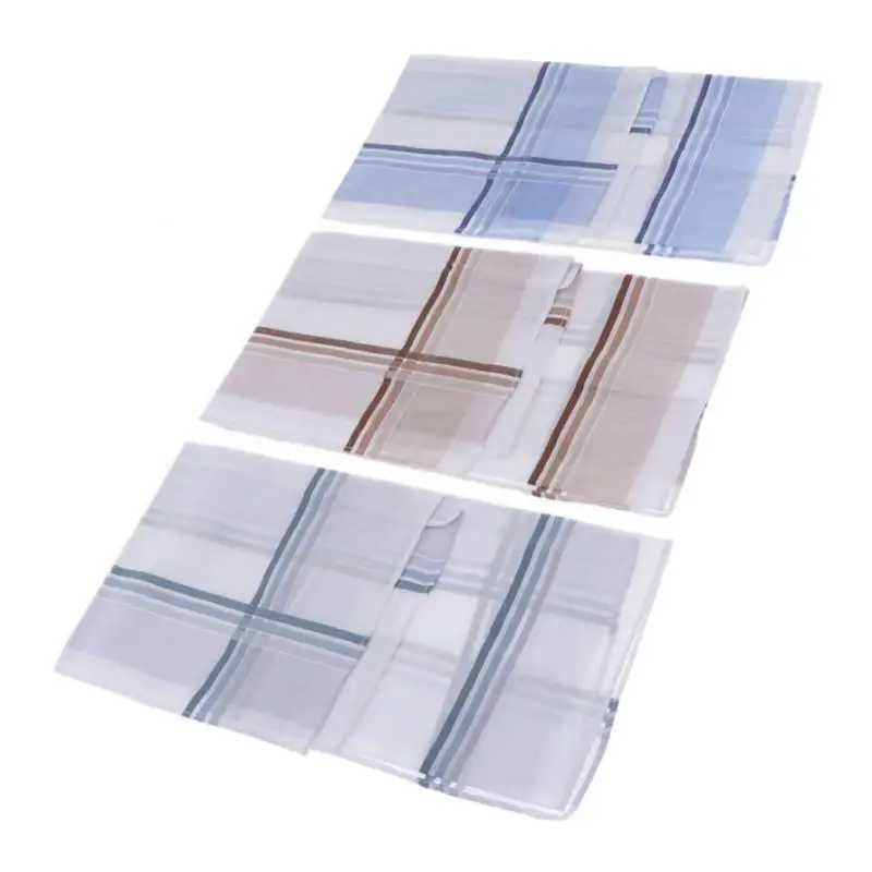 3x Mens Handkerchiefs Plaids Square Hanky Washable Soft Kerchiefs HankieX240921