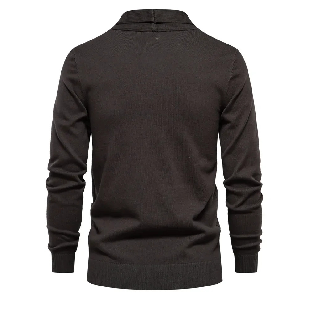 Autumn Winter Men's Cardigan High Quality Solid V-Neck Simple Business Casual Knitted Jacket New Sweater XXL Men Clothing