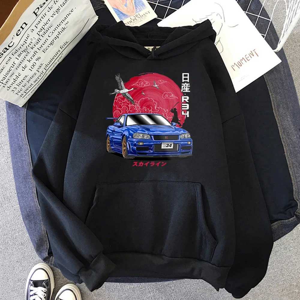 Design Pullover Hoodie Japanese Cartoon Car Printing Harajuku Mens Graphic Hoodie Fashion Sportswear Roupas Masculinas W240921