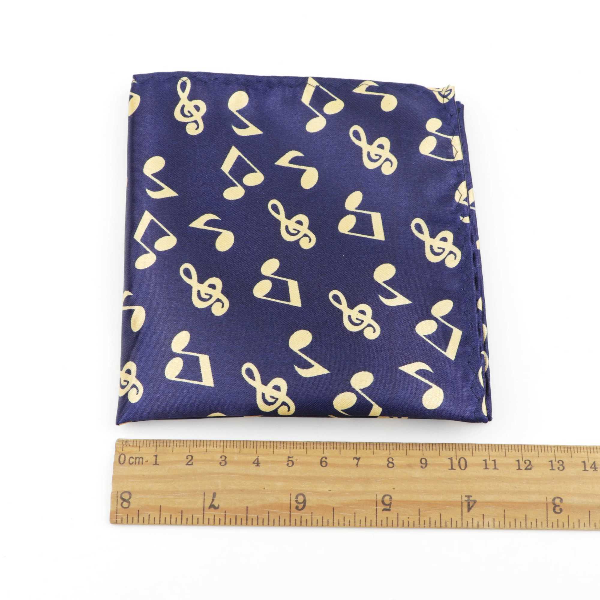 Classic Fashion Mens Handkerchiefs Colorful Musical Notes Printed Piano Guitar Polyester Pocket Square Gift Accessory HankyX240921