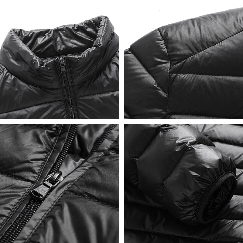 Winter Fashion Hooded Lightweight Slim Coat Autumn Men Casual Stand Collar Solid Packable Down Jacket Male