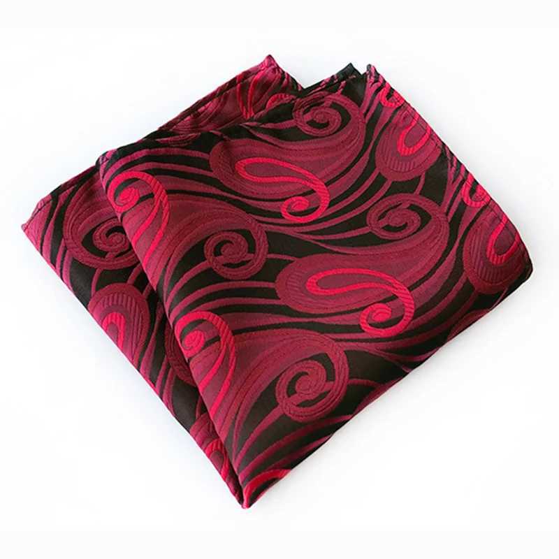 GUSLESON Mens Classic Red Purple Printing Dot Silk Handle Business Leisure Square Pocket Wedding Hanks Mens Gift W240921