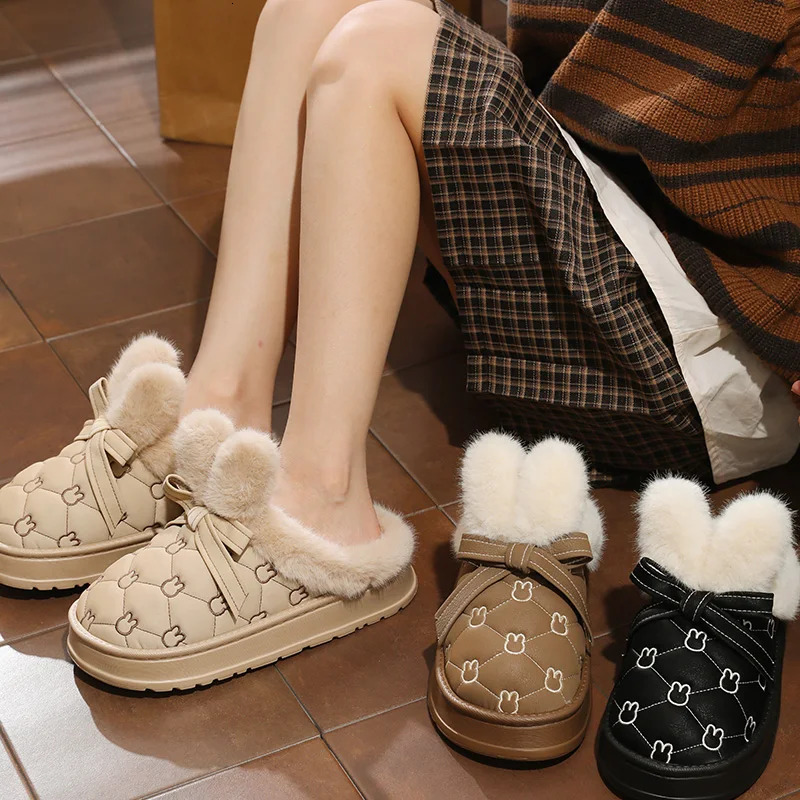 Women Winter Plush Warm Slippers Ladies Casual Fashion Cotton Slipper Female Flat Outdoor Stylish Waterproof free shipping shoes trainers loafers wome